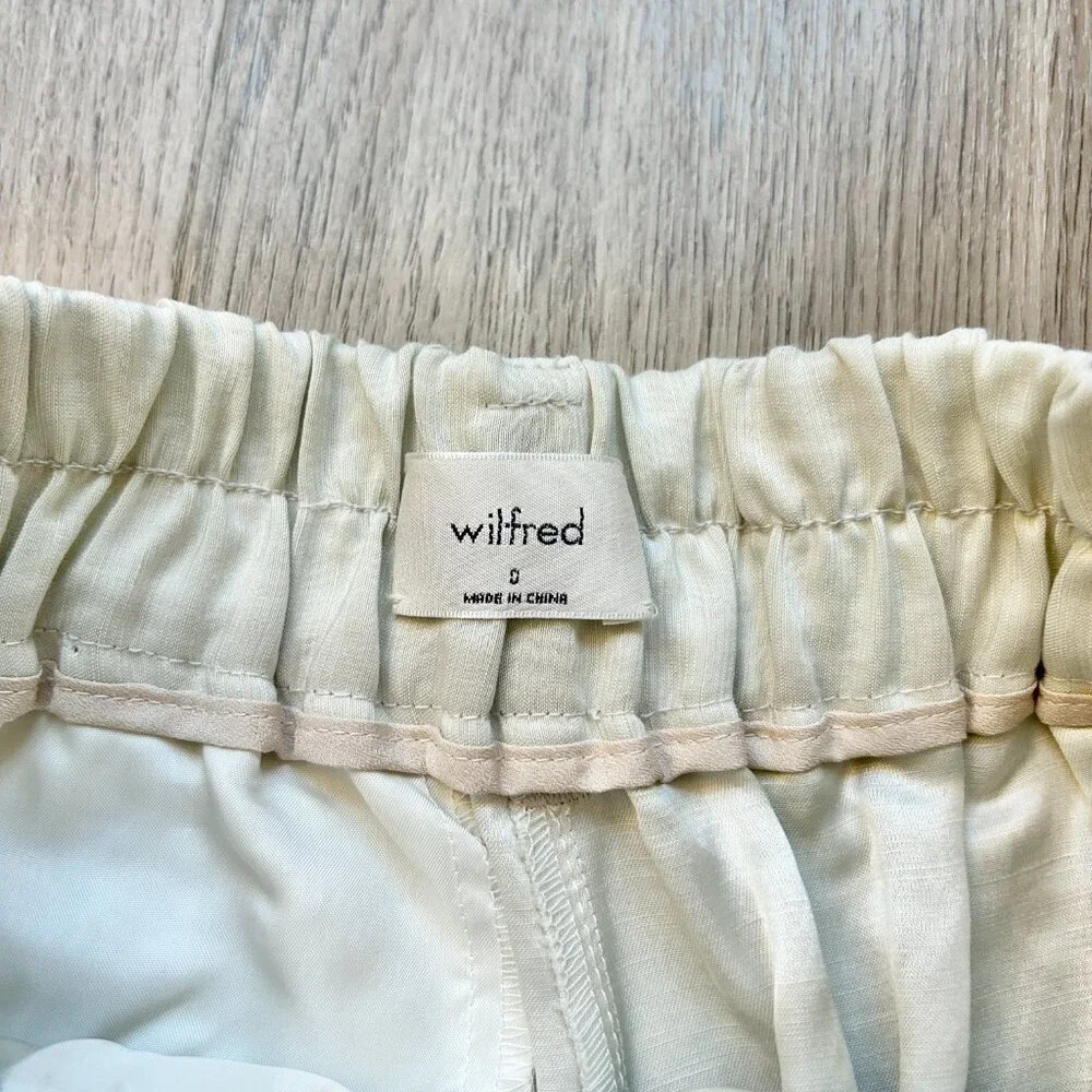 Aritzia Wilfred Kafka Linen High Rise Cargo Coastal Pants in Sand Cream Size 0